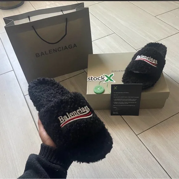Balenciaga Black Slides Size 12 - Picture 2 of 7